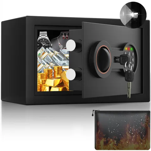 Small Safe for Home, 6.69"H with Alarm System - Compact Security for College