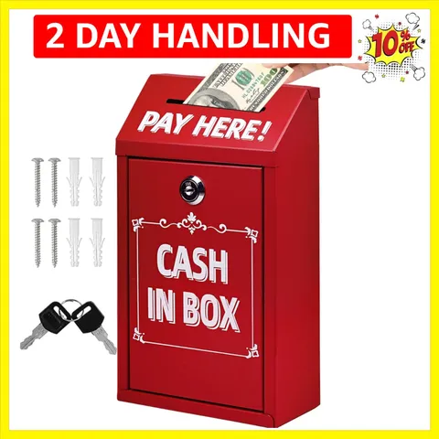 Safe Money Collection Box,Metal Donation Box with Lock,Money Drop Box with Lo...