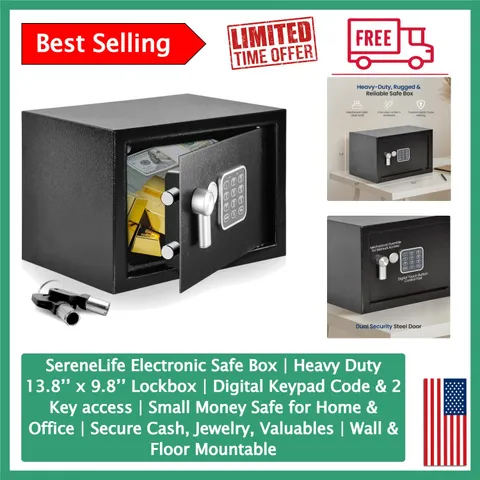 Secure Cash and Jewelry with Heavy Duty Electronic Safe, Wall & Floor Mountable