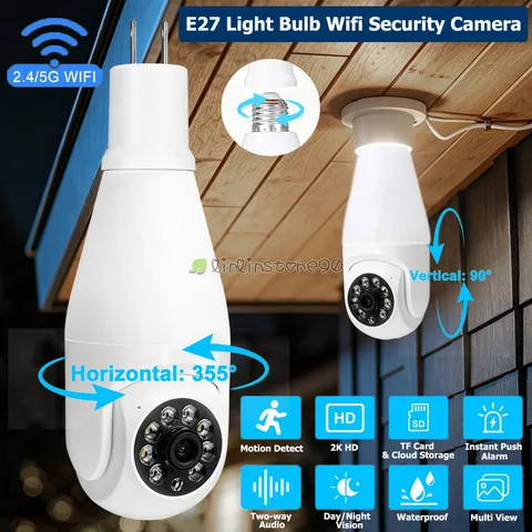 Home Security Camera 2K 3MP E27 Light Bulb 5G&2.4Ghz WiFi Camera Night Vision