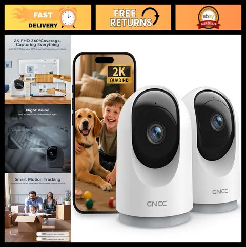 2K Indoor Security Cameras - Pan/Tilt Baby Monitor & Pet Cam, Night Vision, 2-Wa