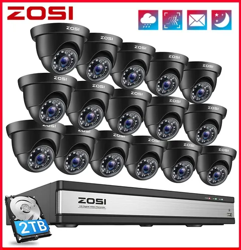 ZOSI H.265+ 16 Channel  1080P Surveillance CCTV Security Camera System 2TB