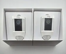 Ring Spotlight Cam Battery 2-Pack White 1080p Outdoor Wi-Fi Security Cameras