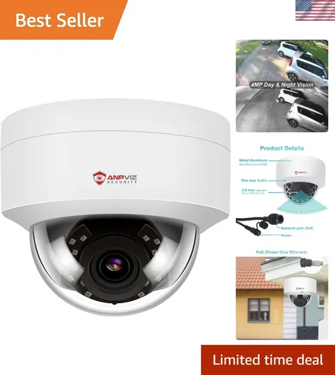 Waterproof 4MP Dome Camera with Built-in Mic & Motion Detection - 98ft View