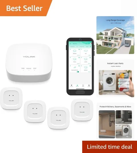 Water Leak Starter Kit: Hub + 4 Leak Sensor 1 Silent, LoRa Long-Range, App/SM...
