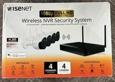 Wisenet NVR Security System SNK-B73047BW 1TB HD, 4 Bullet Cameras 1080p S2 NEW