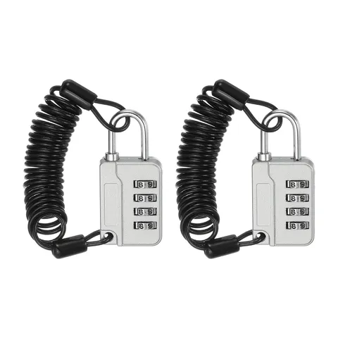2 Pcs Combination Lock 4 Digit Locker Locks for Luggage Gym Files Cabinet Silver