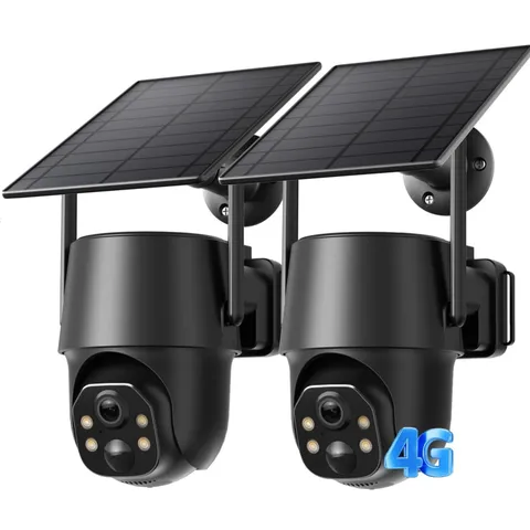 2-Pack Solar Powered 4G LTE Security Cameras - No WiFi Needed, 2K Night Vision