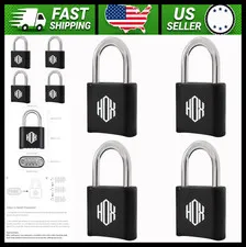 HOX 4-Digit Combination Padlock, Heavy Duty Waterproof, Black 4 Pack