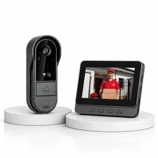 Doorbell Camera Wireless No Subscription Video Door Bell with Wired Screen Tw...