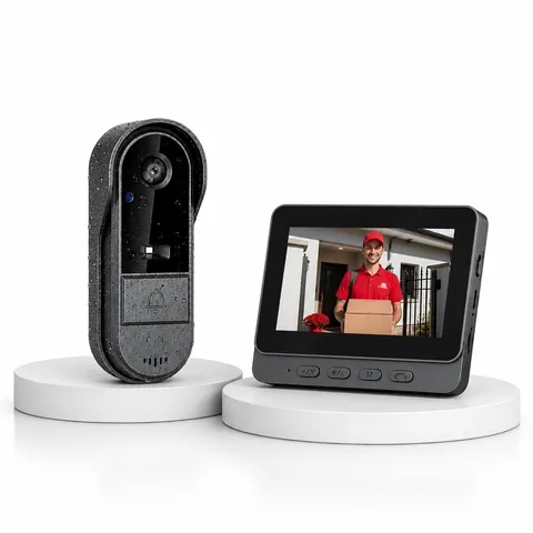 Doorbell Camera Wireless No Subscription Video Door Bell with Wired Screen Tw...