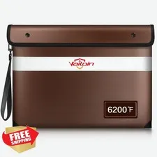 Vailoin Brown Fireproof Money Bag 13.9"x10.6"