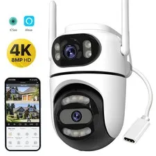 8MP 4K WiFi PTZ Camera - Dual Lens, Dual Screen, iCsee App