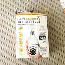 LifeWare 1080p Wi‑Fi Bulb Camera 360° Motion Detect Two‑Way Audio White