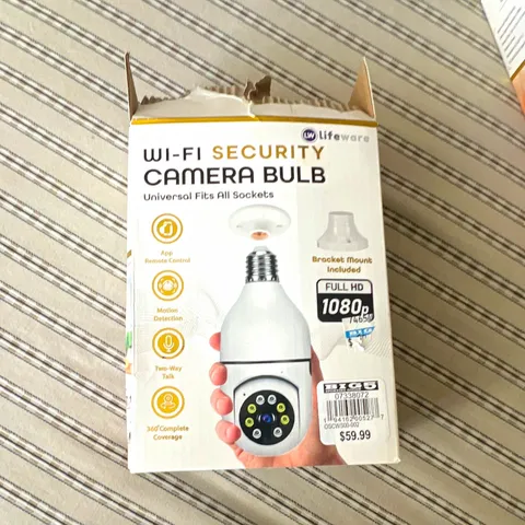LifeWare 1080p Wi‑Fi Bulb Camera 360° Motion Detect Two‑Way Audio White