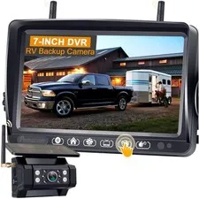 RV Backup Camera with Solar Magnetic: 7" Monitor w/ Cam for Trailer, Black