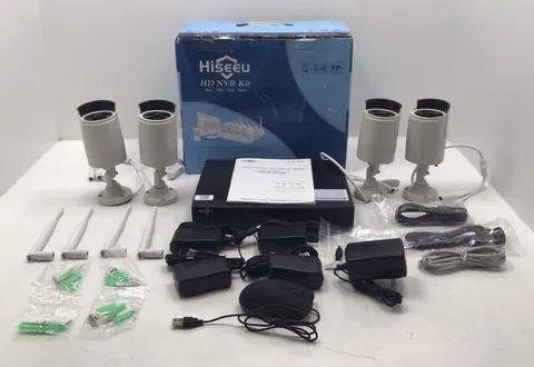 Hiseeu HD NVR Kit 4 Cameras Wireless Network Video Recorder System New Open Box