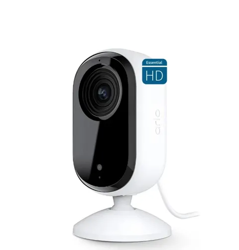 Arlo Essential Indoor HD Cam (2nd Gen), Wired w/ Privacy Shield – 1 Cam, White