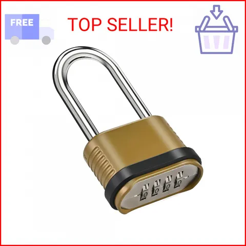 4 Digit Heavy Duty Combination Lock - 105mm Long Shackle Weatherproof Combinatio