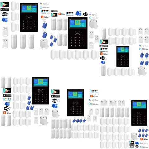 V63 Tuya APP WiFi+4G Wireless Kits Home Security Alarm System+Alexa+Google Home