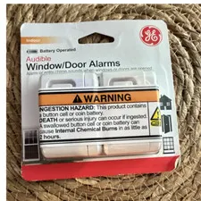 GE Window/Door Audible Alarm 120 dB Indoor Battery Operated White 2 Pack 45115
