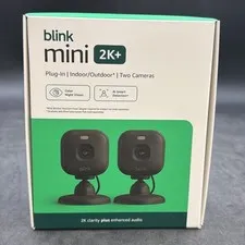 Blink Mini 2K+ Compact Smart Plug In Security Camera Black Color Night Vision
