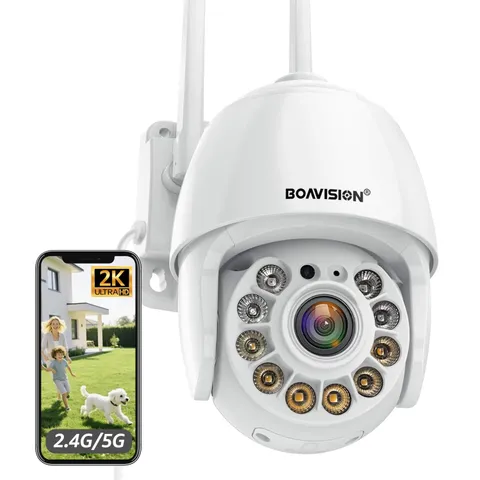 2K Security Camera Outdoor, Wireless WiFi IP Camera Home Security System 360°...