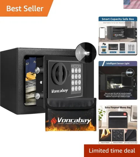 Portable Alloy Steel Money Safe with Digital Keypad: Fireproof & Water Resistant