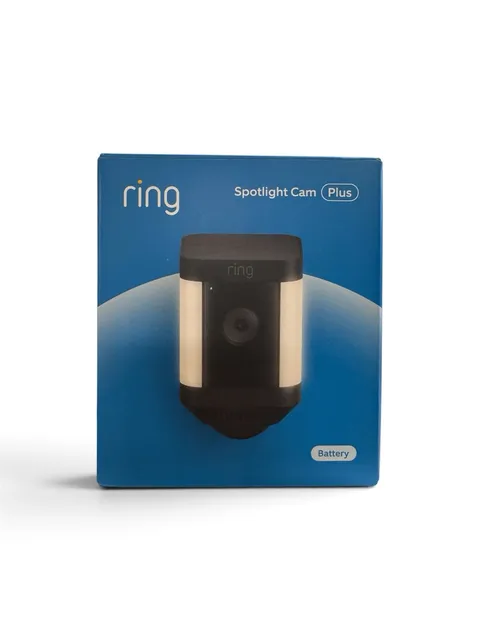 New Ring Spotlight Cam Plus Battery Wireless Surveillance Outdoor Camera - Black