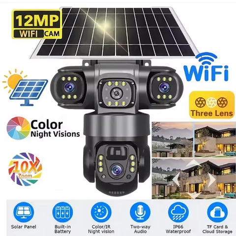 Solar Battery Powered Wireless WiFi Home Security Camera System Outdoor Pan/Tilt