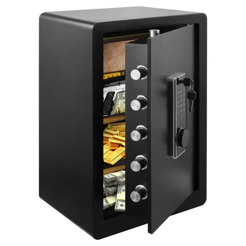 Single Door Safe Box With Key Lock & Password Black 12.6 × 14.96 × 23.62in black
