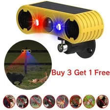 Solar Motion Sensor Alarm 2*130db Ultrasonic Siren with 4 Modes Flashing Outdoor
