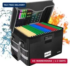 DocSafe Fireproof Document Box with Lock, File Storage Organizer with Mesh Pocke