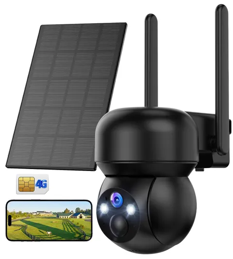 4G LTE Cellular Solar Security Camera Outdoor: No WiFi Solar Powered Security...