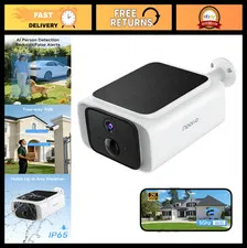 Wireless 2K Solar Security Camera for Outdoor Home Surveillance, Color Night Vis