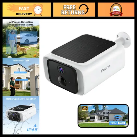 Wireless 2K Solar Security Camera for Outdoor Home Surveillance, Color Night Vis