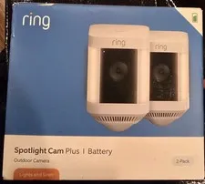 Ring Spotlight Cam Plus Camera Indoor/Outdoor Wireless Pack of 2 Battery New!!!!