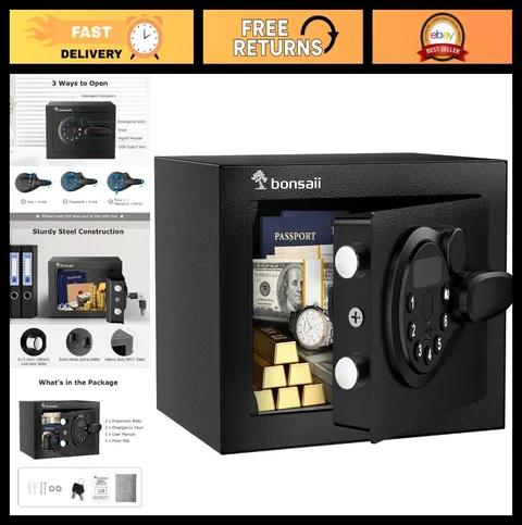Electronic Keypad Safe Box, Steel Security Lock, Small Hidden Safe for Cash & Je