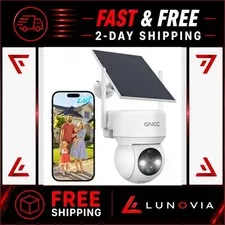 GNCC Solar Security Camera Wireless Outdoor 360° View AI Detection