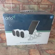 Arlo Pro 5S 2K Spotlight Camera 3-Cam 1-Solar Panel Bundle White VMK4360P NEW