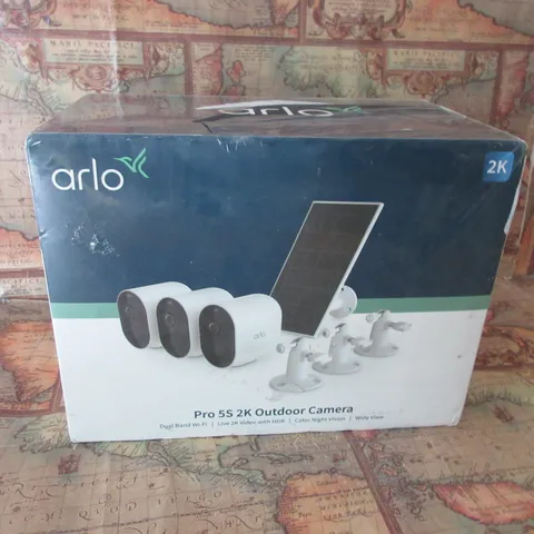Arlo Pro 5S 2K Spotlight Camera 3-Cam 1-Solar Panel Bundle White VMK4360P NEW