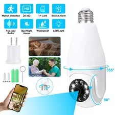 Home Security Camera 2K3MP E27 Light Bulb 5G+2.4Ghz WiFi Camera 360°Night Vision