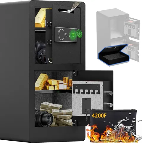 7.0 CuFt Dual Layer Fireproof Safe with Drop Slot,Safe Box with Biometric