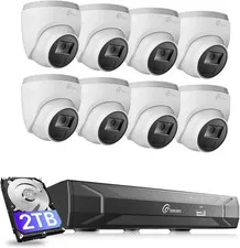 Poe Camera System 8CH 5MP NVR, Dome IP Cameras Wired Security Camara System 8Pcs