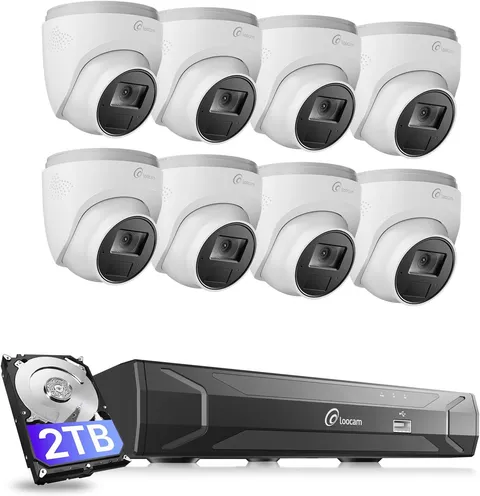 Poe Camera System 8CH 5MP NVR, Dome IP Cameras Wired Security Camara System 8Pcs