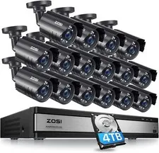 ZOSI 16CH 1080P HD Home Security Camera System 4TB DVR waterproof Smart Alerts