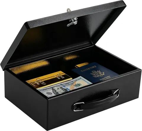 Fireproof Document Box with Key Lock, Small Lock Boxes for Personal Items, Fire
