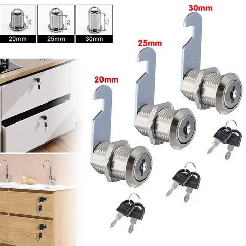 20/25/30mm Cabinet Cam Lock Tool Box Lock Chest Key Storage Truck Safe Cylinder