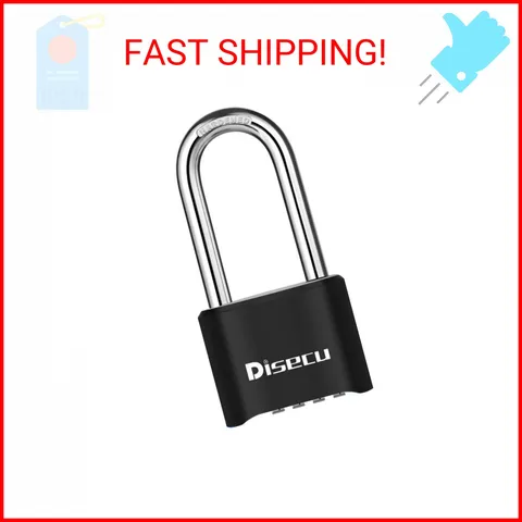 1 Pack disecu Heavy Duty 4 Digit Combination Lock, 2.5 Inch Long Shackle Outdoor