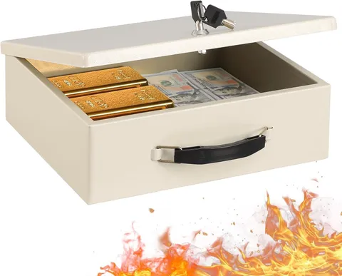 Fireproof Document Box W/ Key Lock Safe Storage Box Valuables Fire Resistance